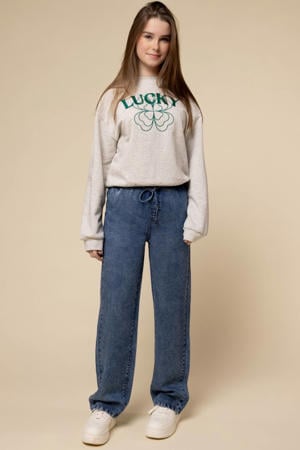 straight leg jeans medium blue denim