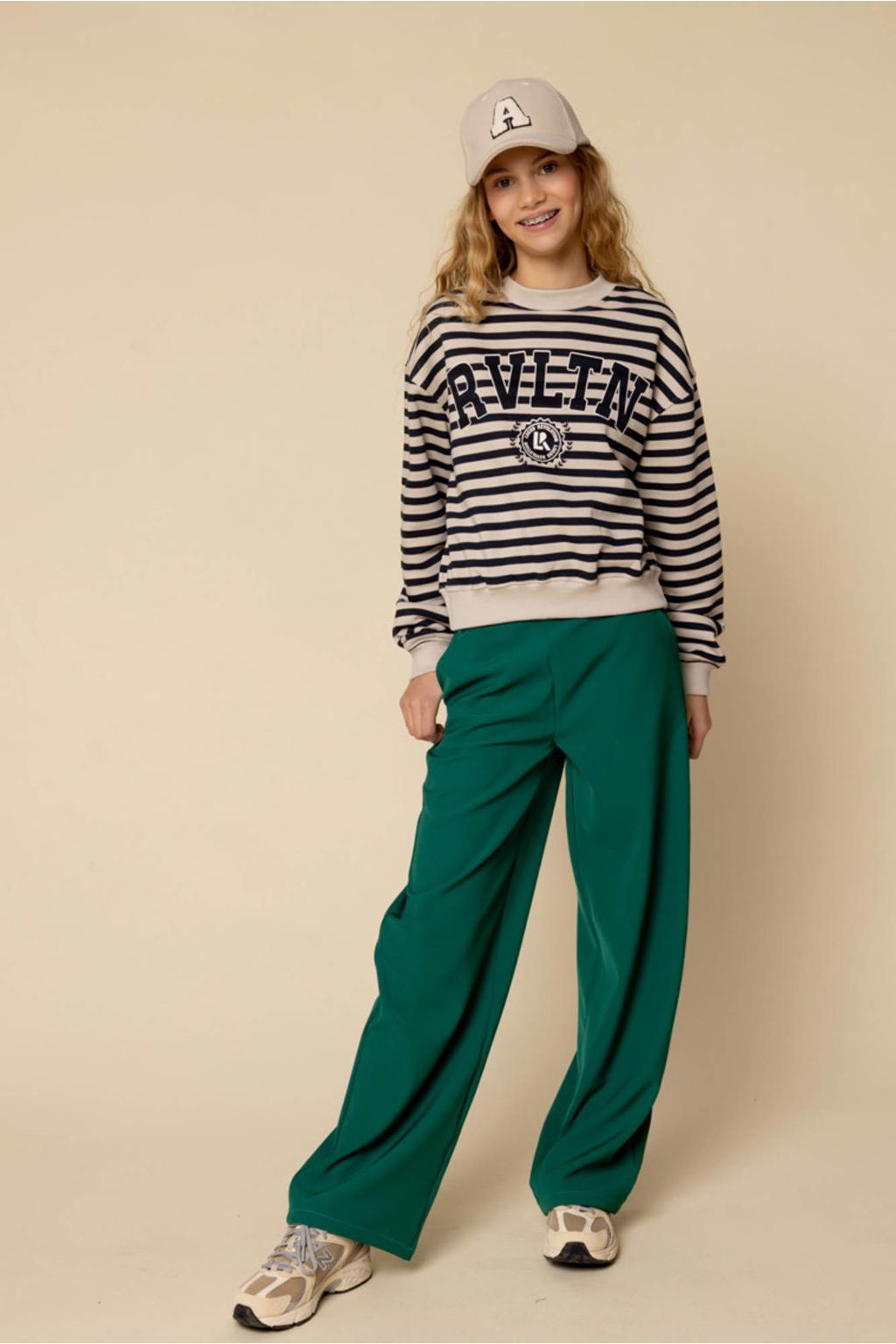 Groene meisjes LOOXS 10sixteen casual broek van polyester met elastische tailleband