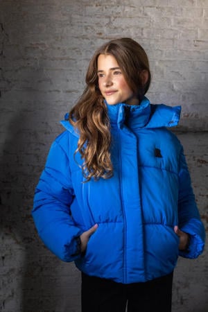 gewatteerde jas blauw