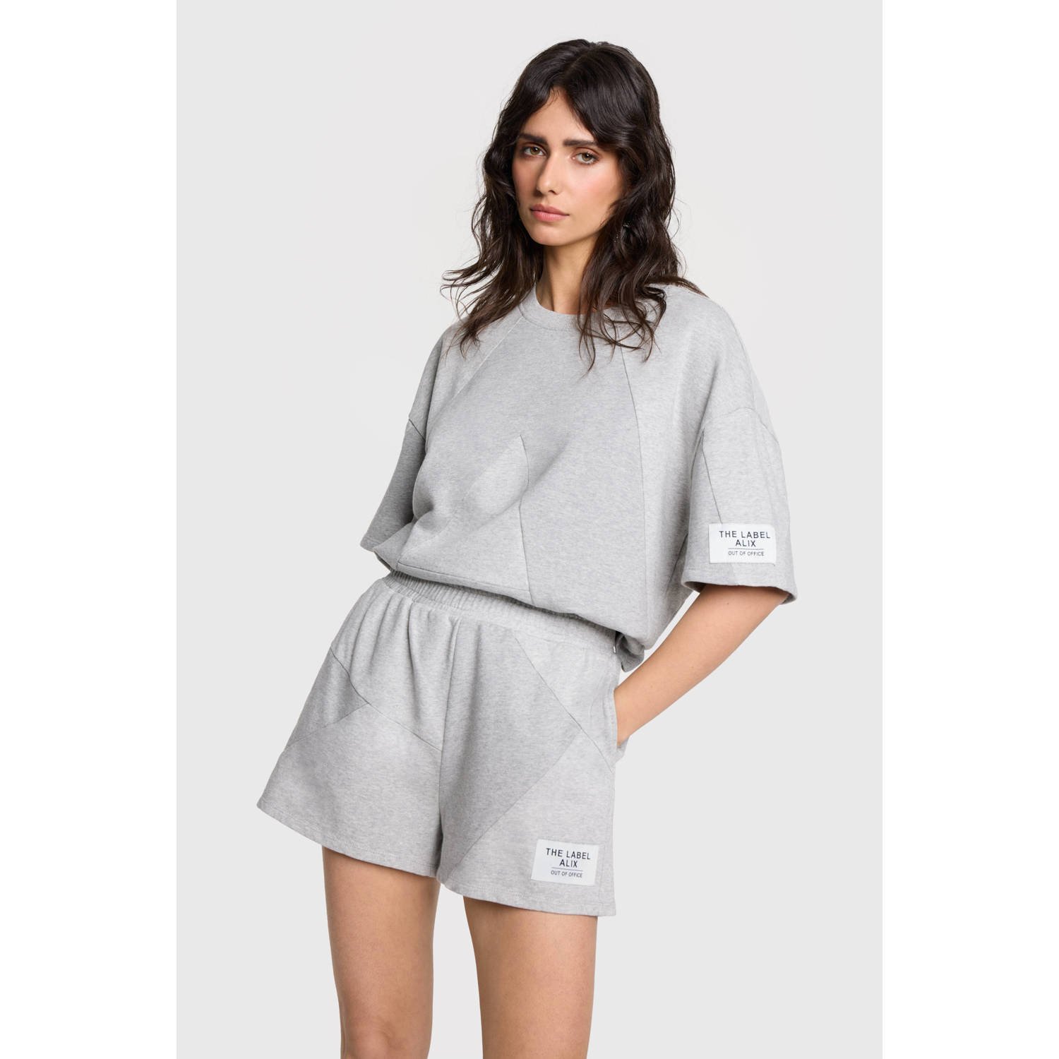 Alix the Label wide leg regular waist sweatshort grijs
