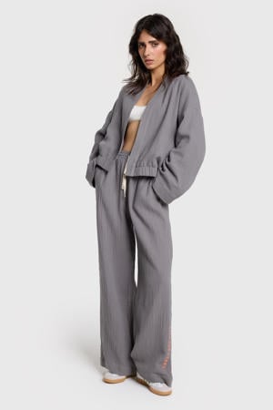 straight high waist broek grijs