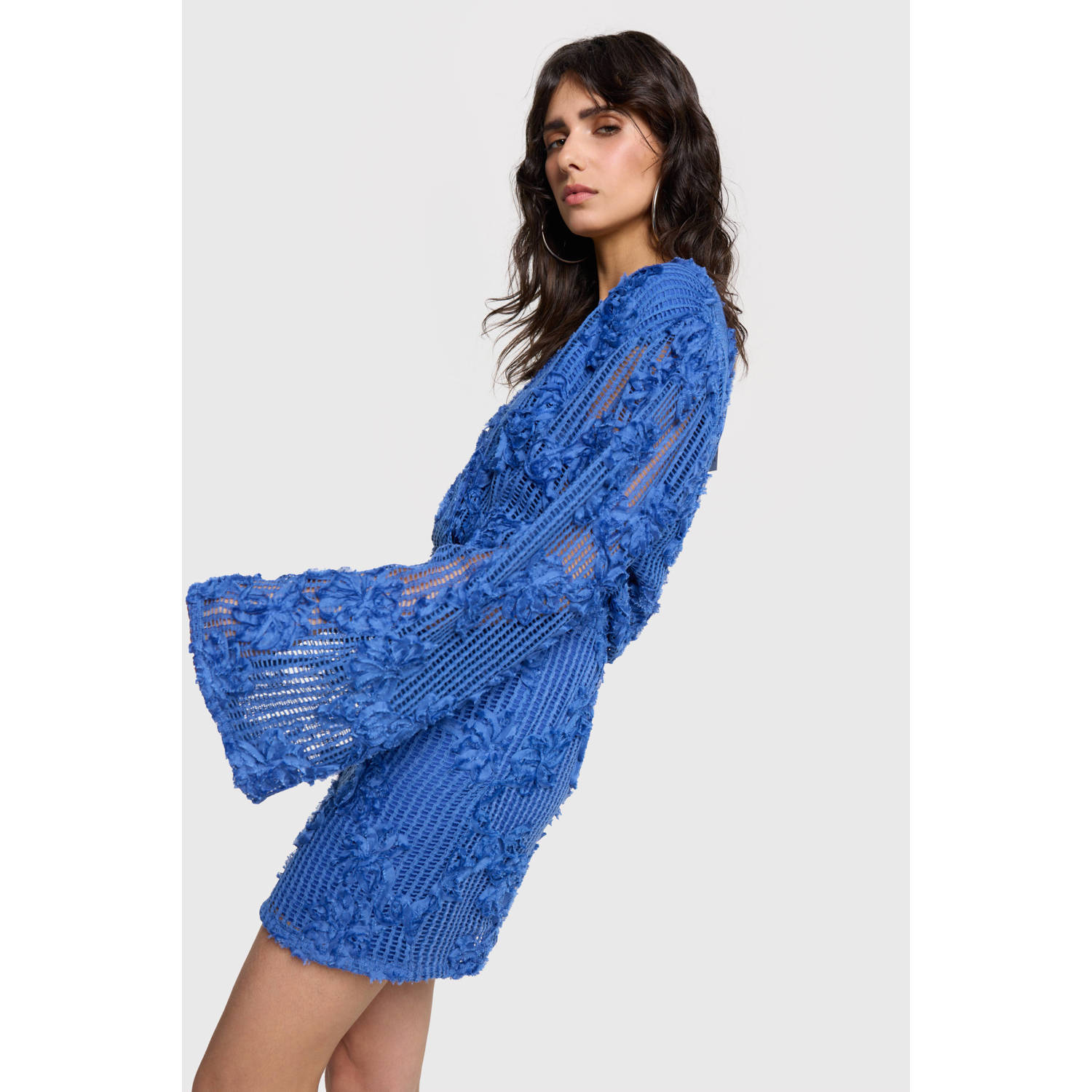 Alix the Label korte jurk gehaakt blauw