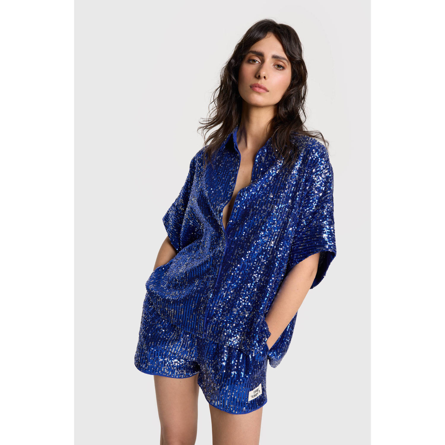Alix the Label blouse blauw met pailletten
