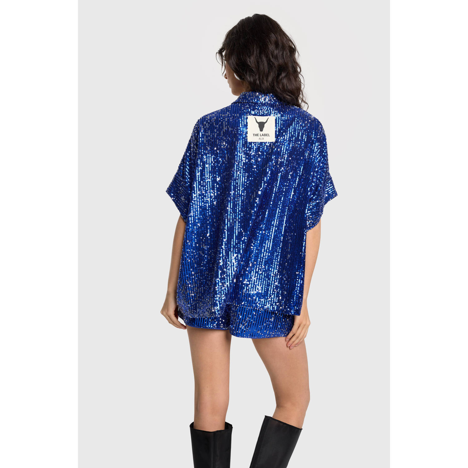 Alix the Label blouse blauw met pailletten