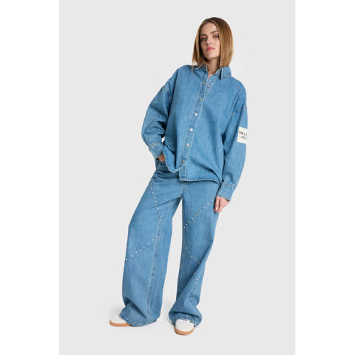Alix the Label wide leg jeans medium blue denim afbeelding