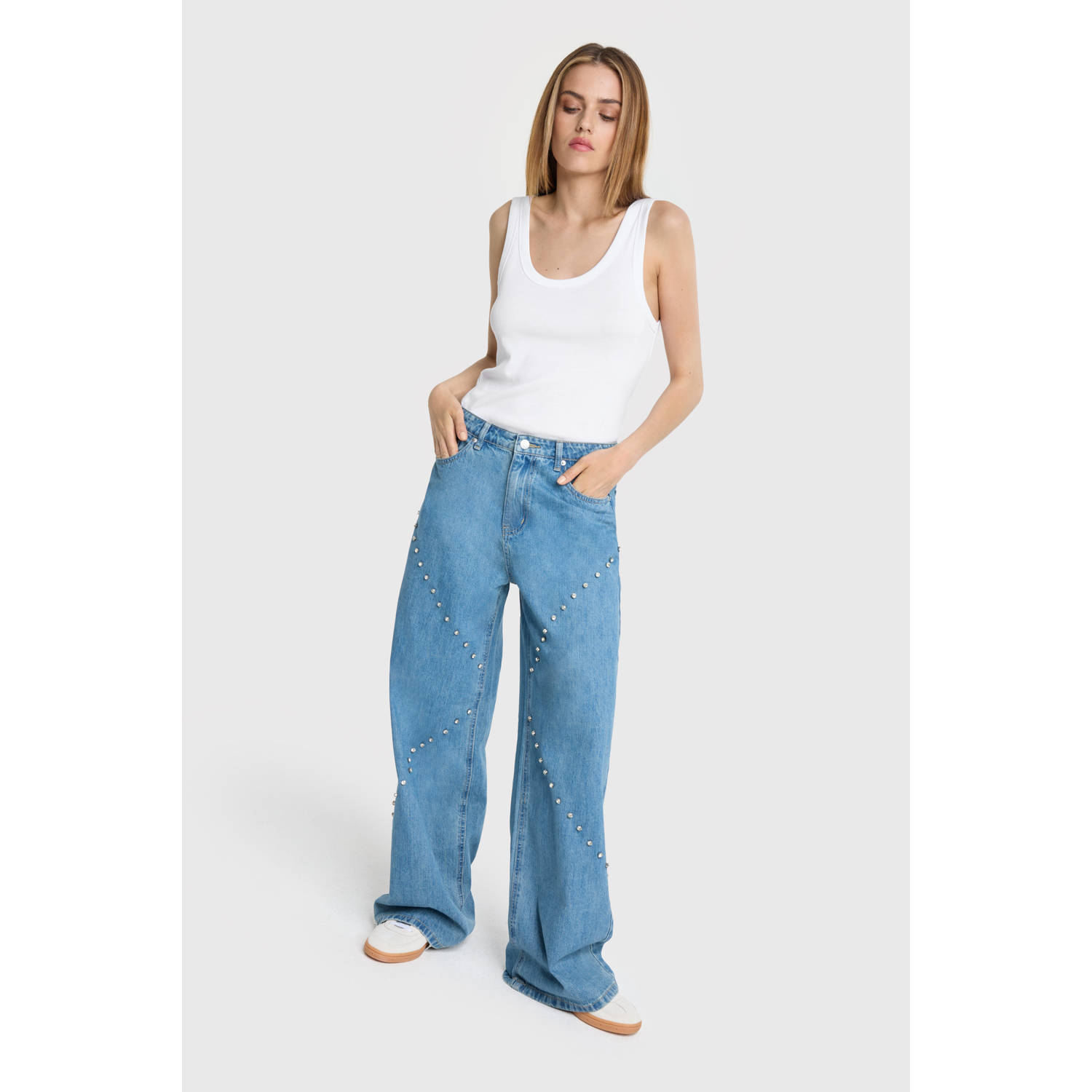 Alix the Label wide leg jeans medium blue denim