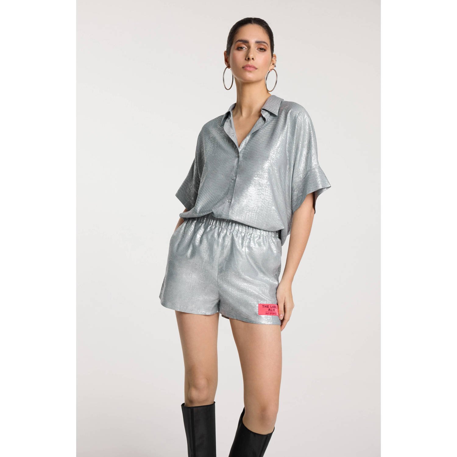 Alix the Label wide leg regular waist casual short zilver