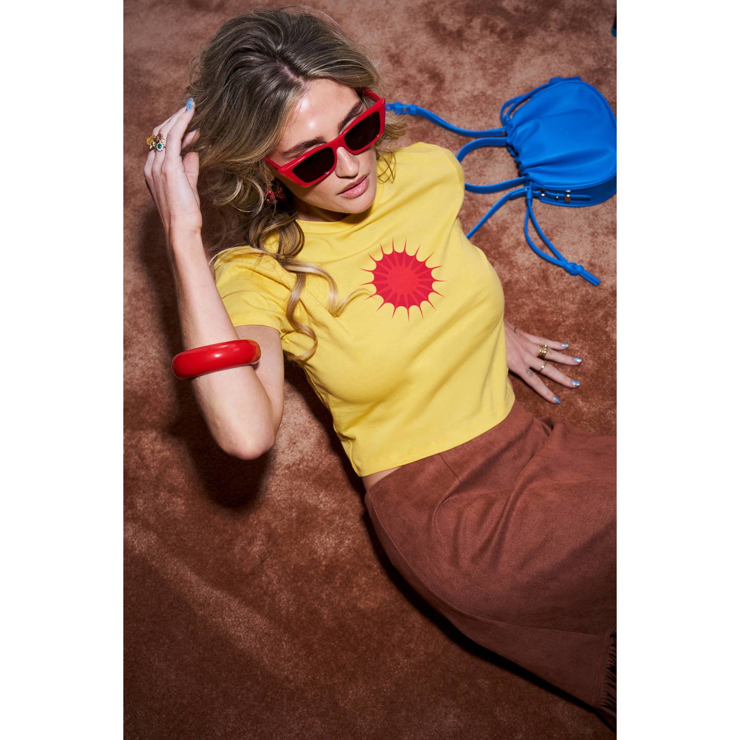 PIECES Tessa van Montfoort x Wehkamp T-shirt geel