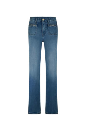 high waist flared jeans medium blue denim