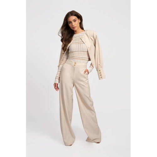 NIKKIE x Anna Nooshin straight high waist broek beige afbeelding