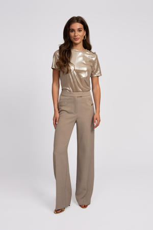 straight high waist broek beige