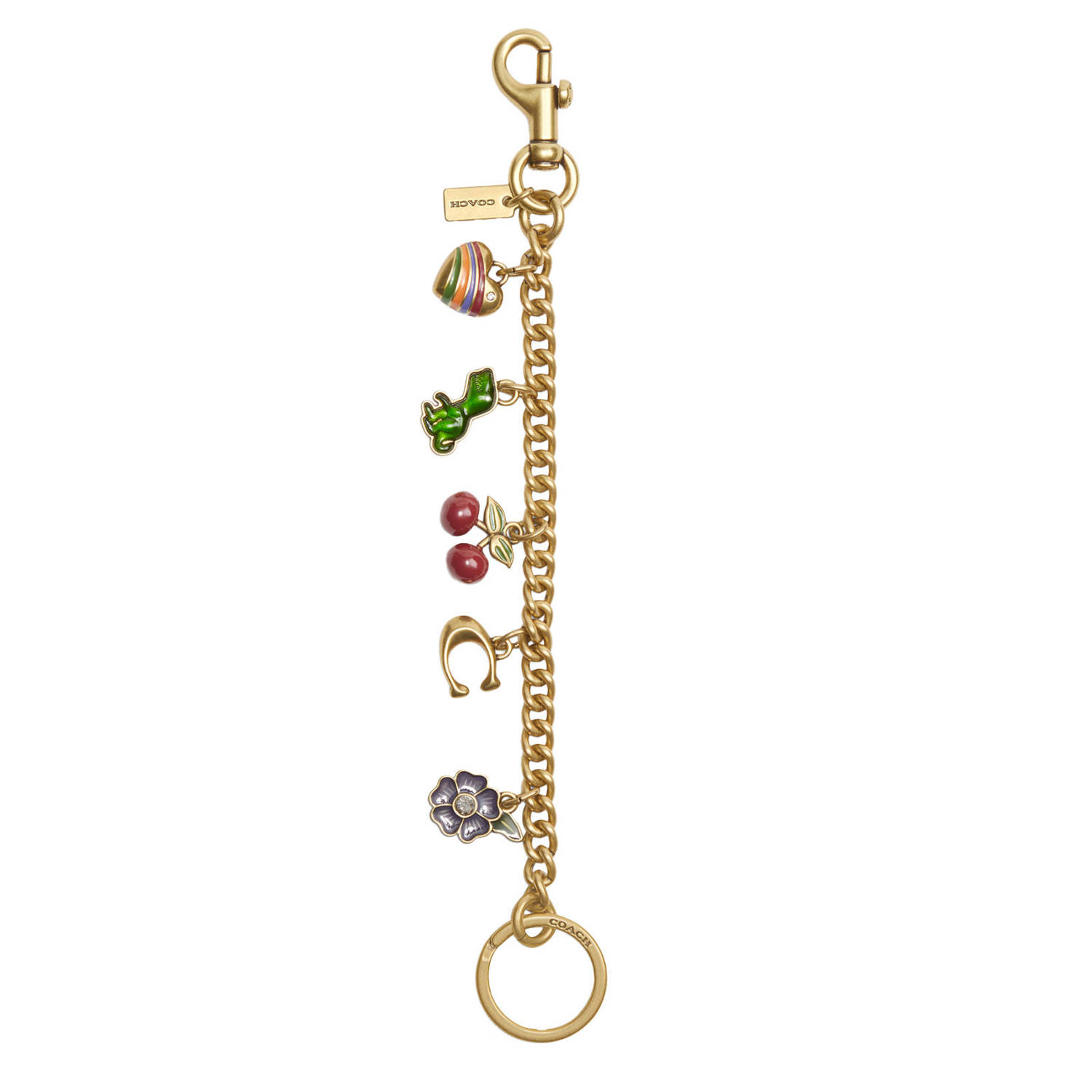 Coach sleutelhanger Motif met bedels goudkleurig