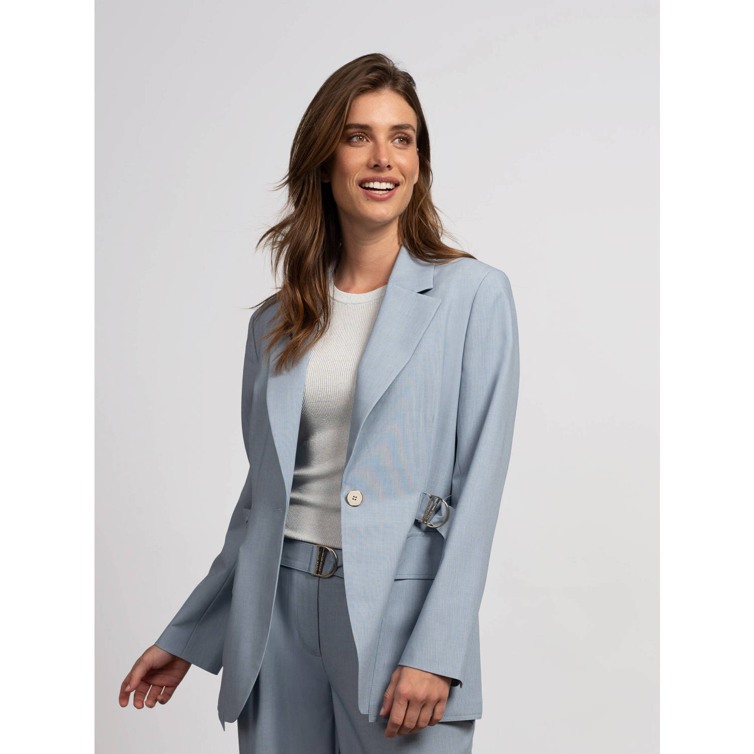 Fifth House getailleerde blazer grijsblauw