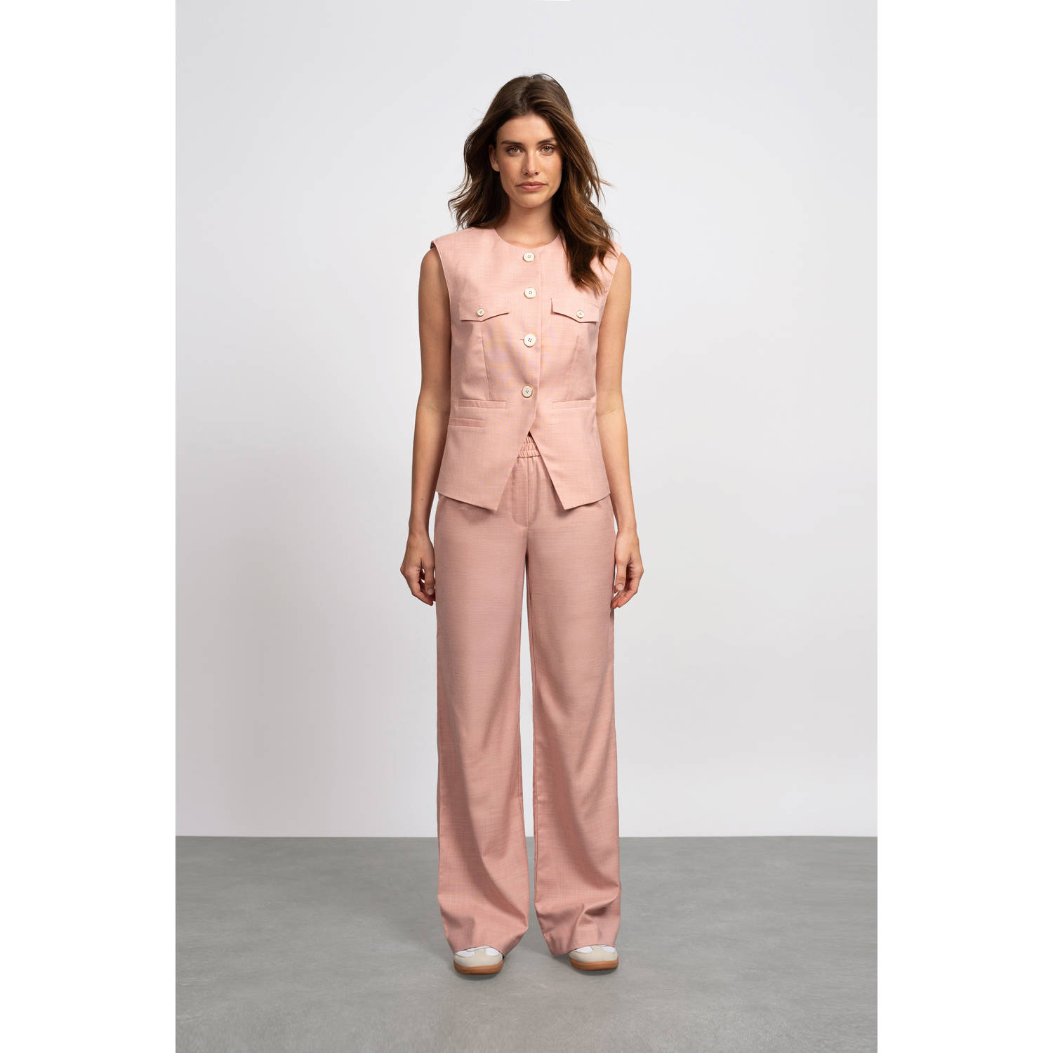 Fifth House straight high waist broek roze