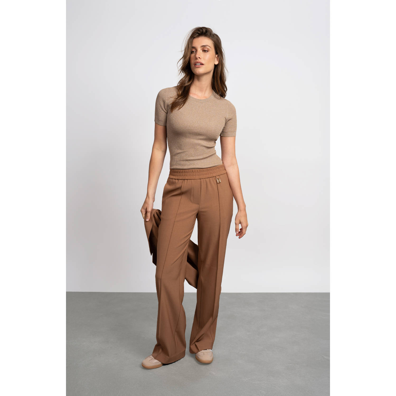 Fifth House straight high waist broek camel