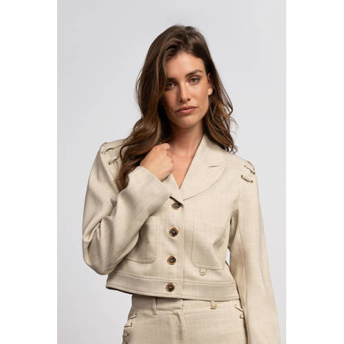 Fifth House cropped blazer beige afbeelding
