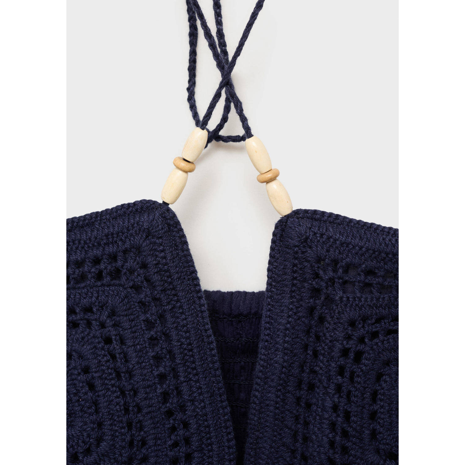 MANGO TEEN haltertop marine gehaakt