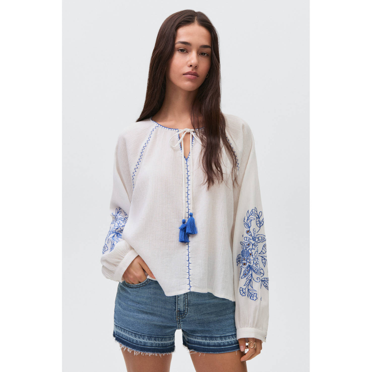MANGO TEEN denim short medium blue denim