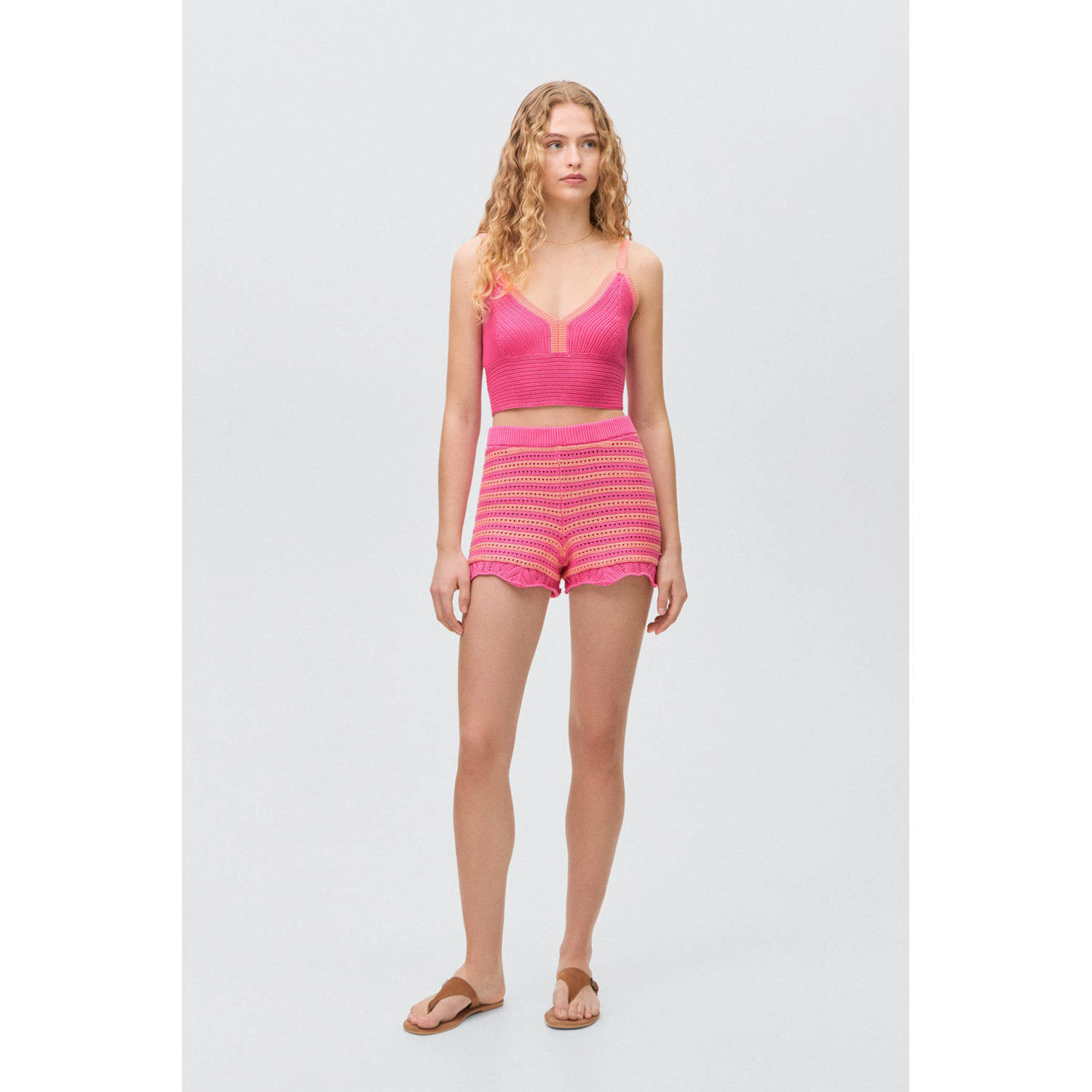 MANGO TEEN cropped top roze gebreid