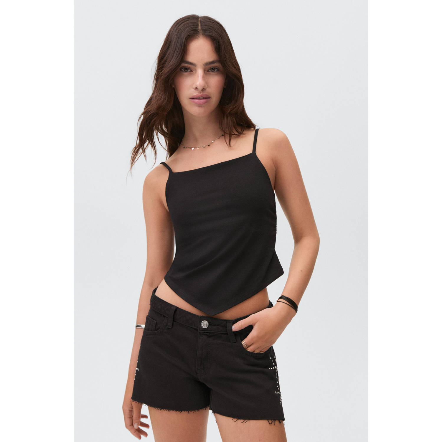 MANGO TEEN denim short black denim
