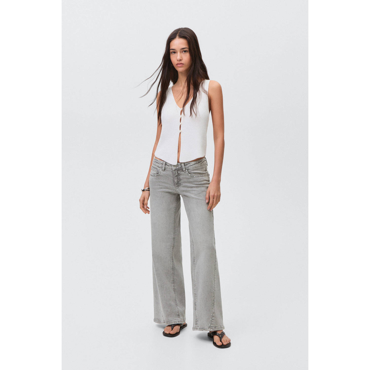 MANGO TEEN wide leg jeans grey denim