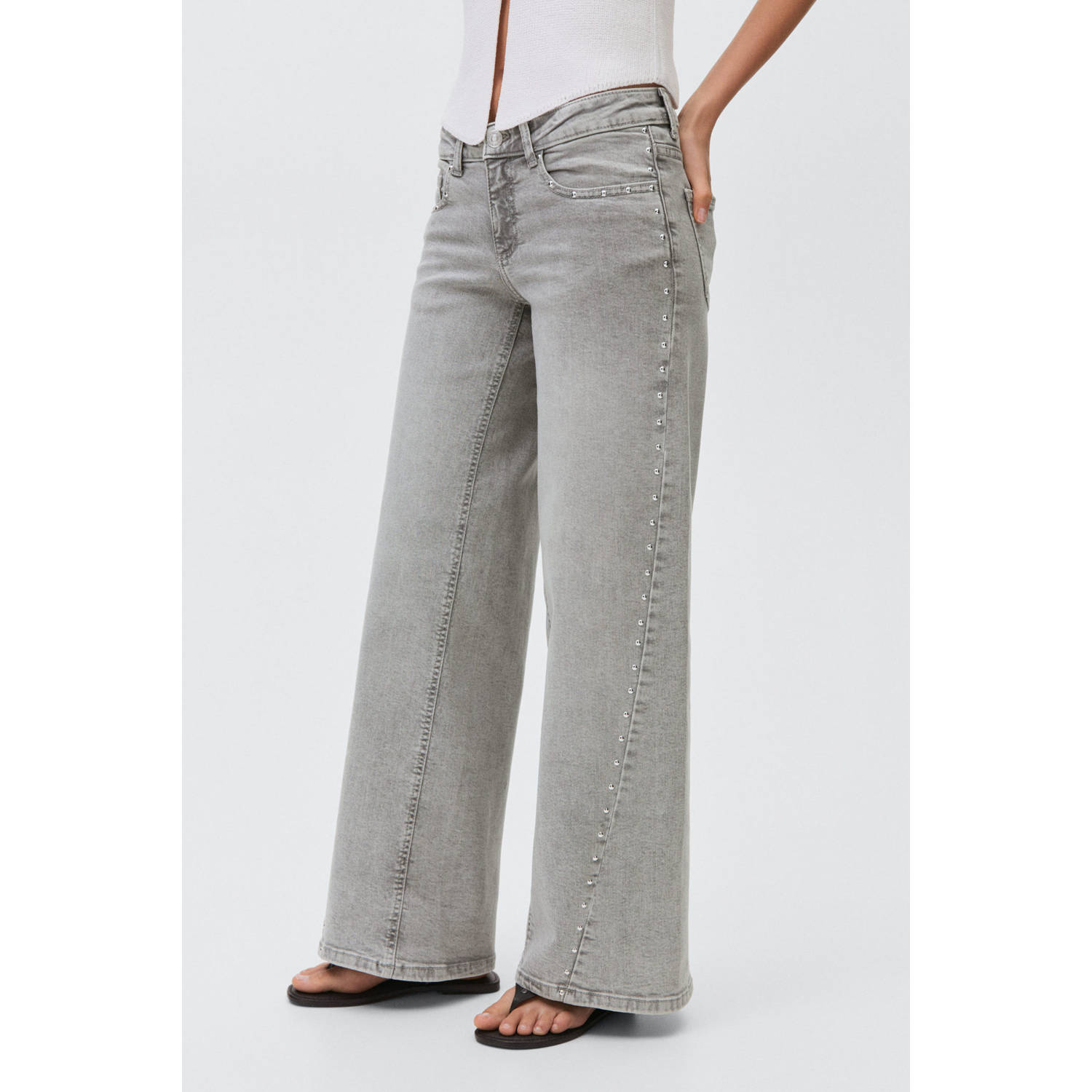 MANGO TEEN wide leg jeans grey denim