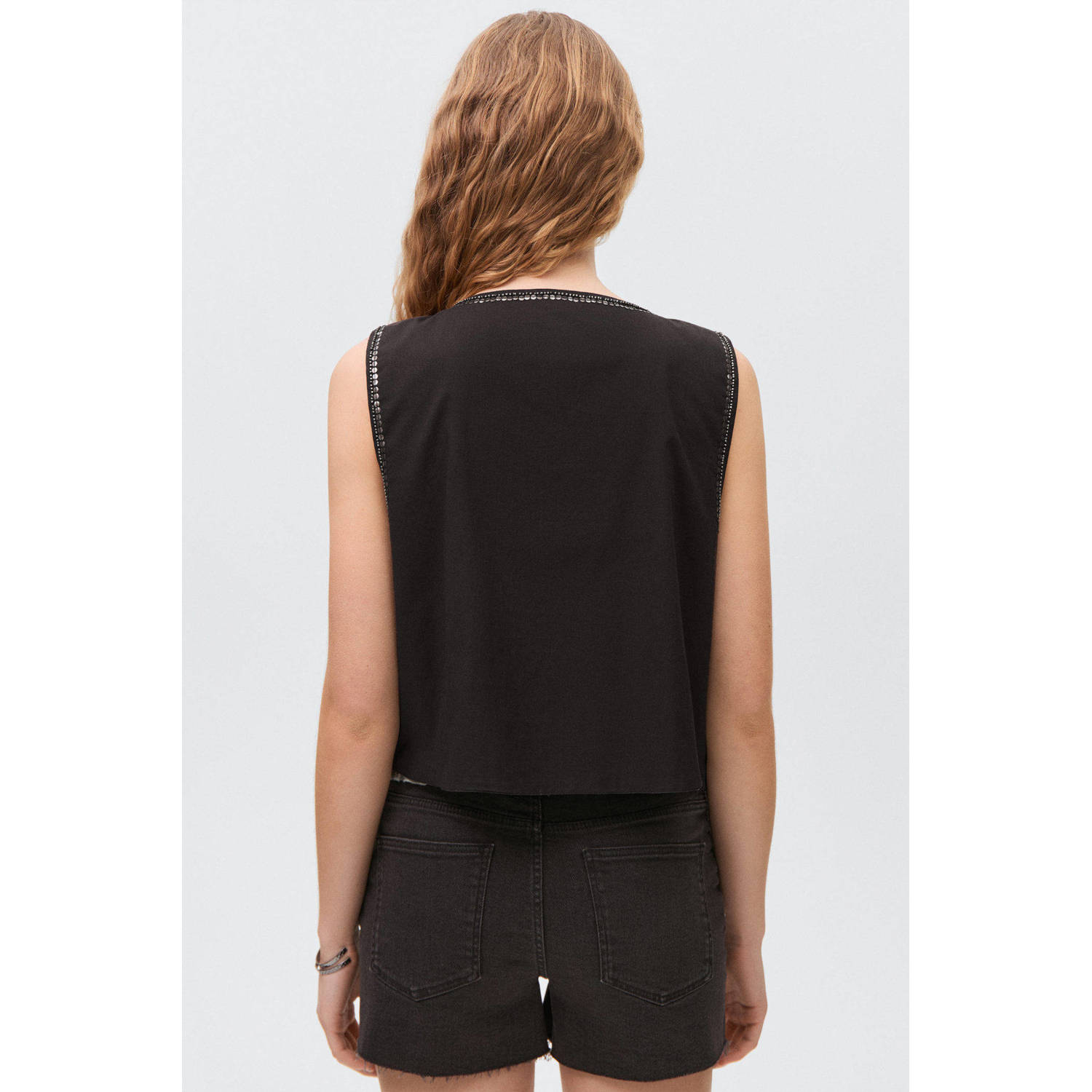 MANGO TEEN gilet zwart met pailletten