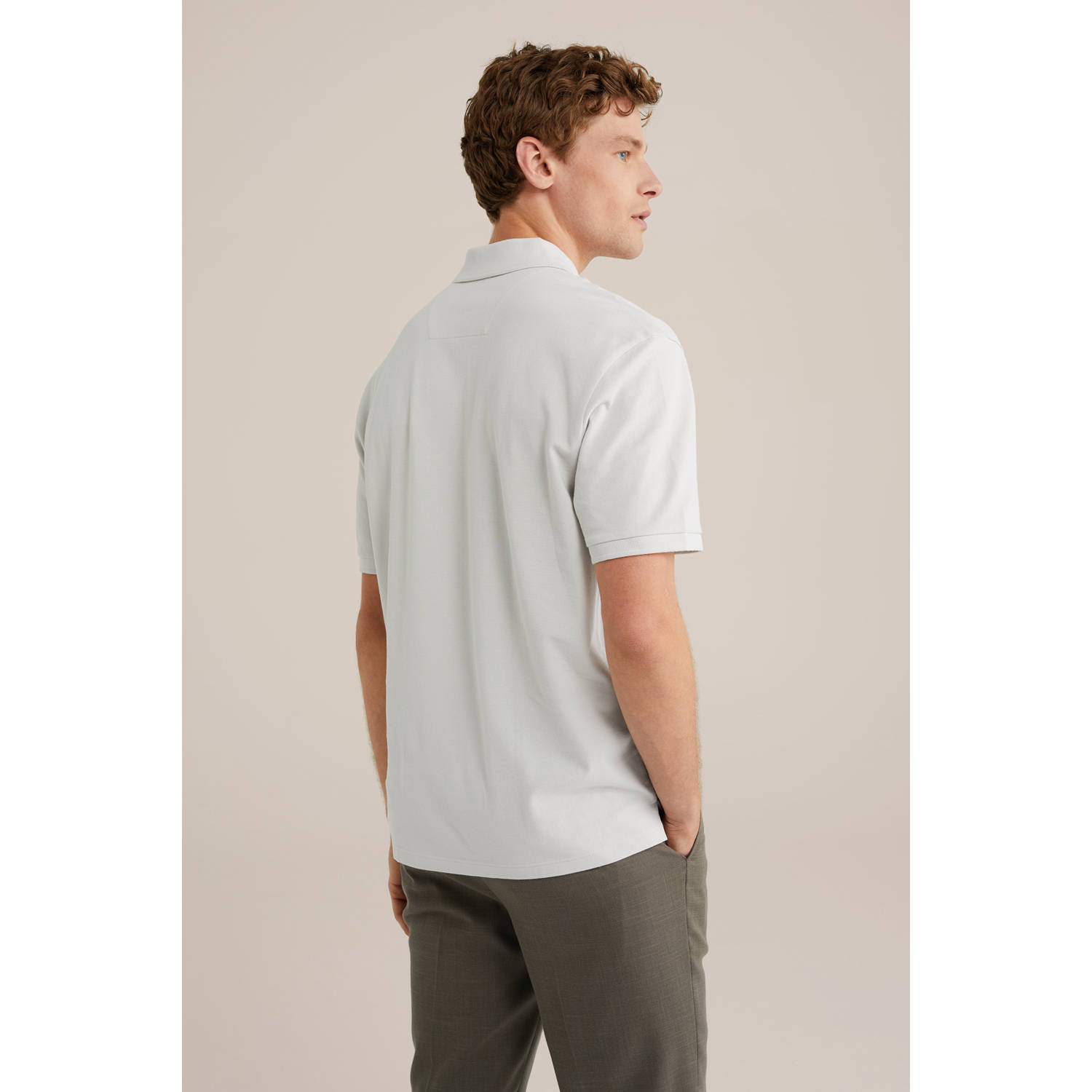 WE Fashion Blue Ridge regular polo lichtgrijs