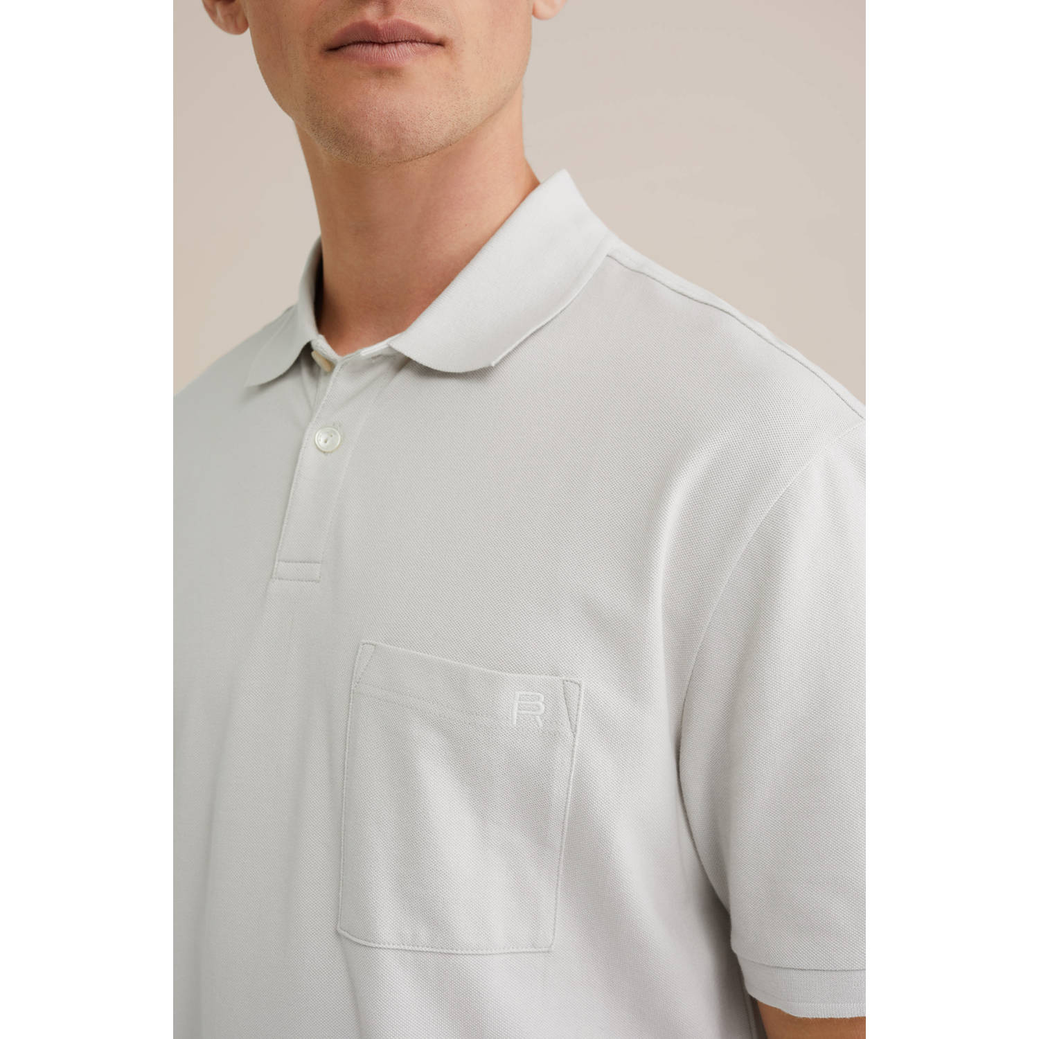 WE Fashion Blue Ridge regular polo lichtgrijs