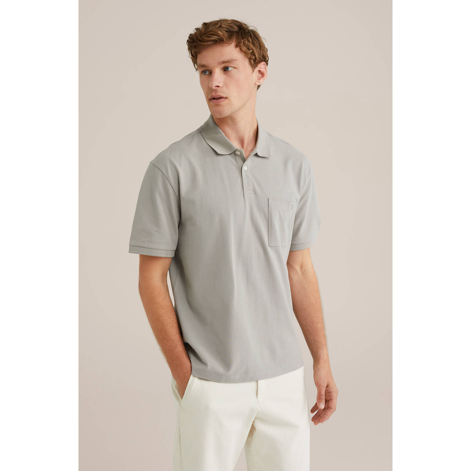 WE Fashion Blue Ridge regular polo grijs