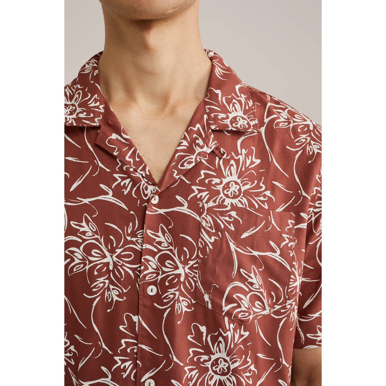 WE Fashion casual overhemd roodbruin