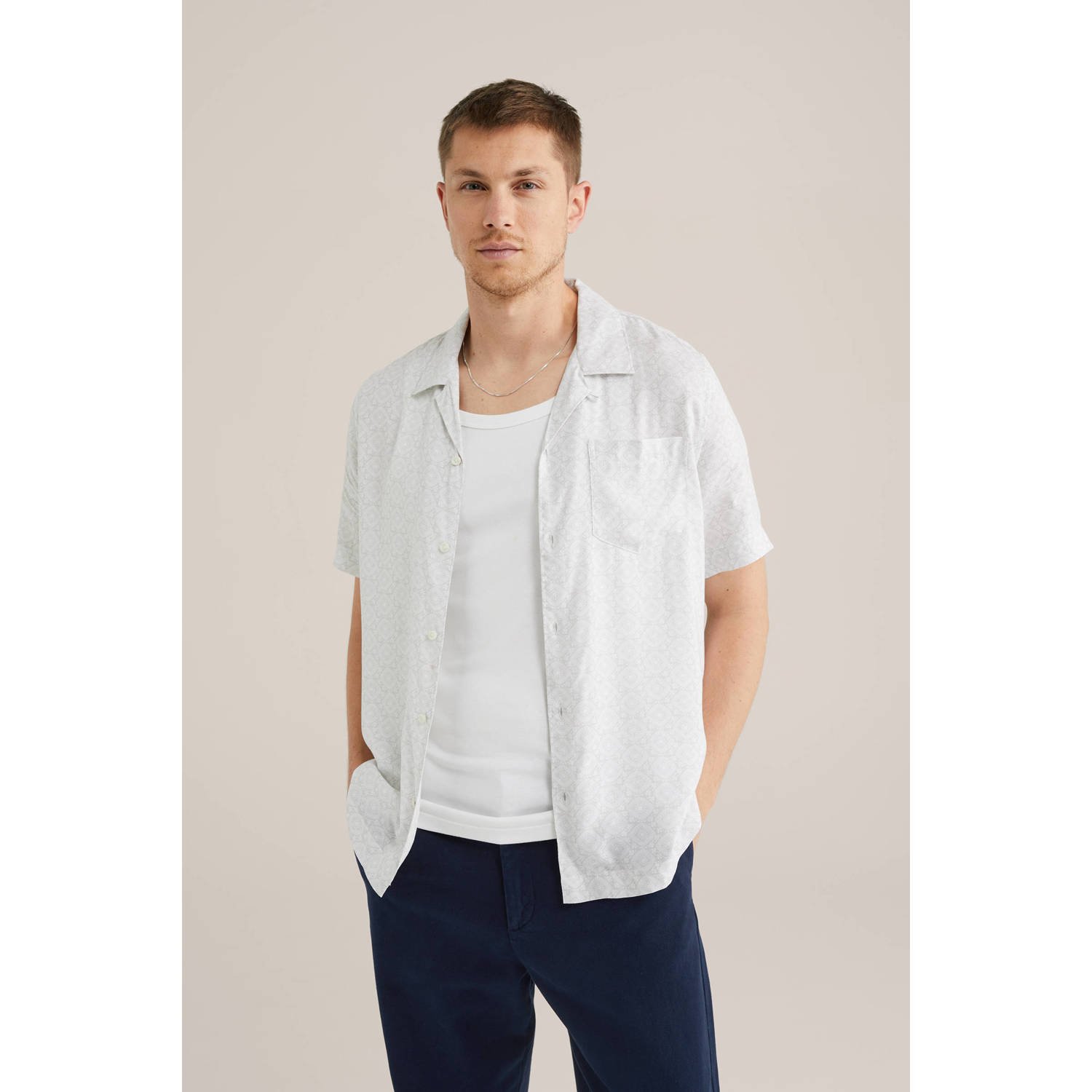 WE Fashion casual overhemd lichtgrijs