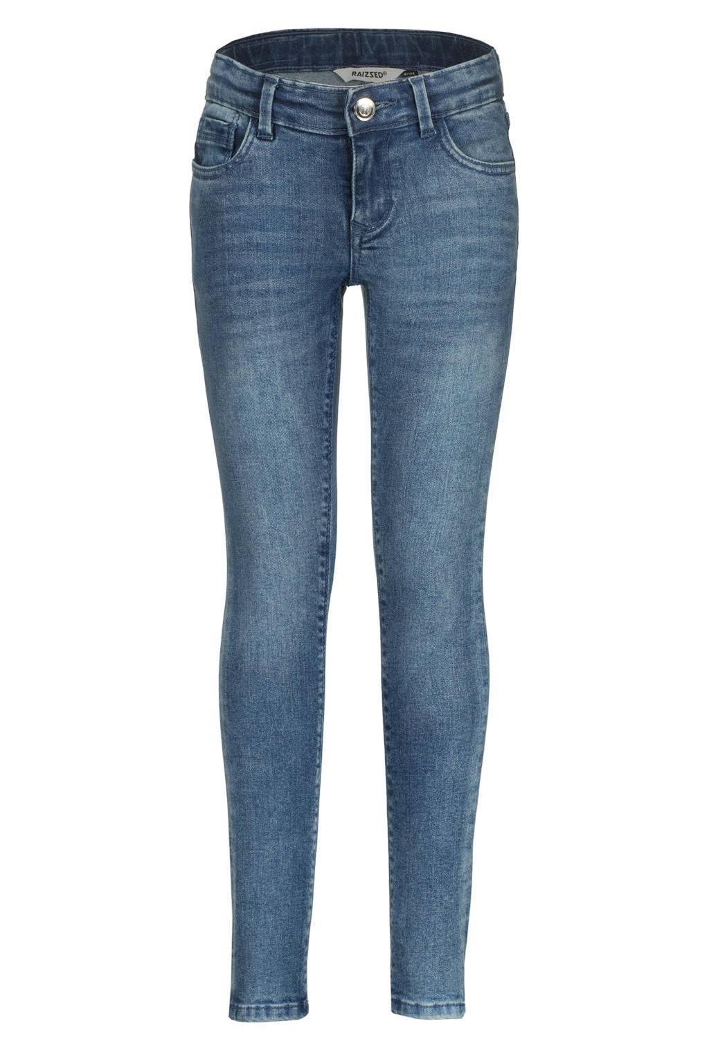 Medium blue denim meisjes Raizzed skinny jeans van stretchdenim met regular waist, rits- en knoopsluiting en effen