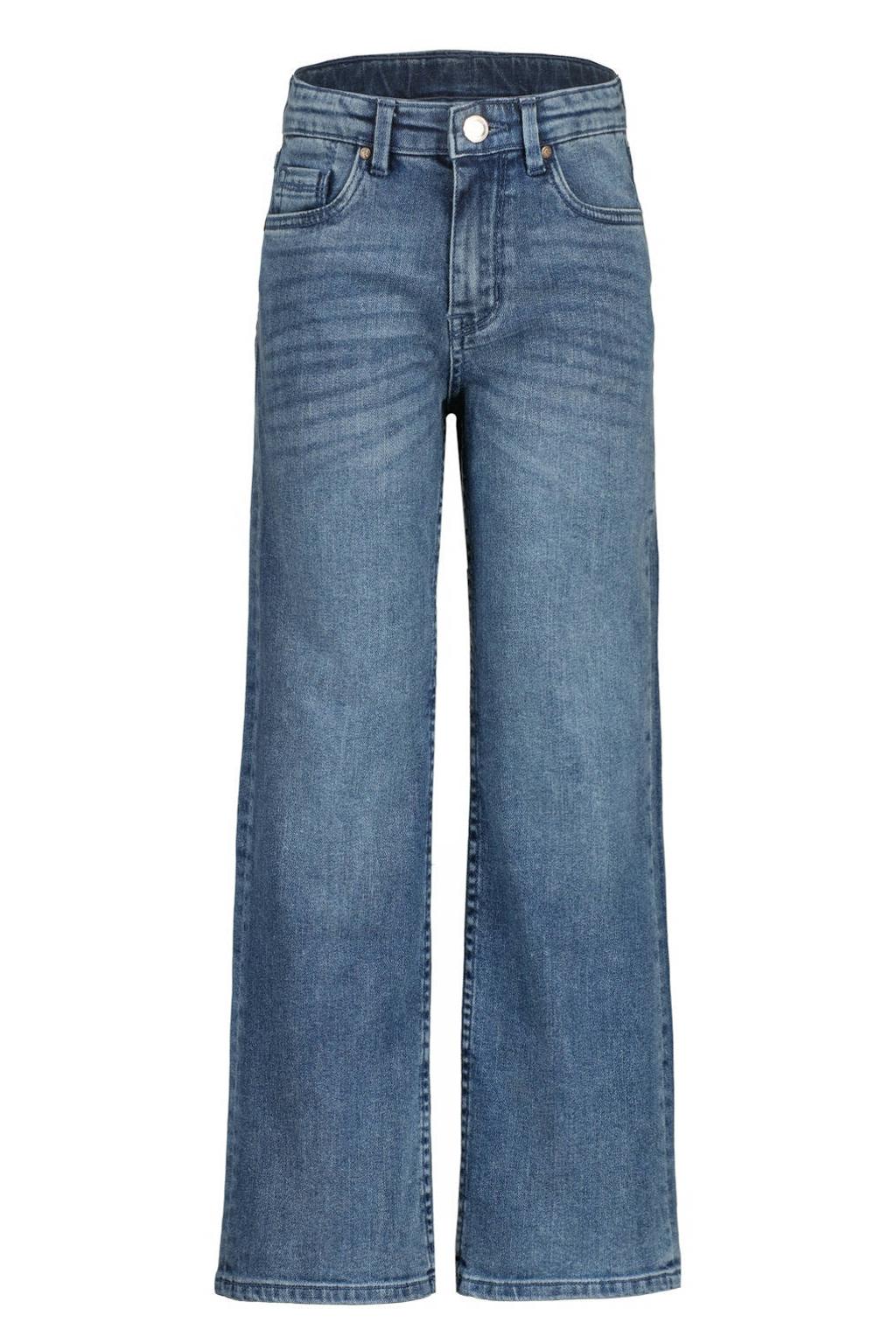 Medium blue denim meisjes Raizzed wide leg jeans van stretchdenim met rits- en knoopsluiting en effen