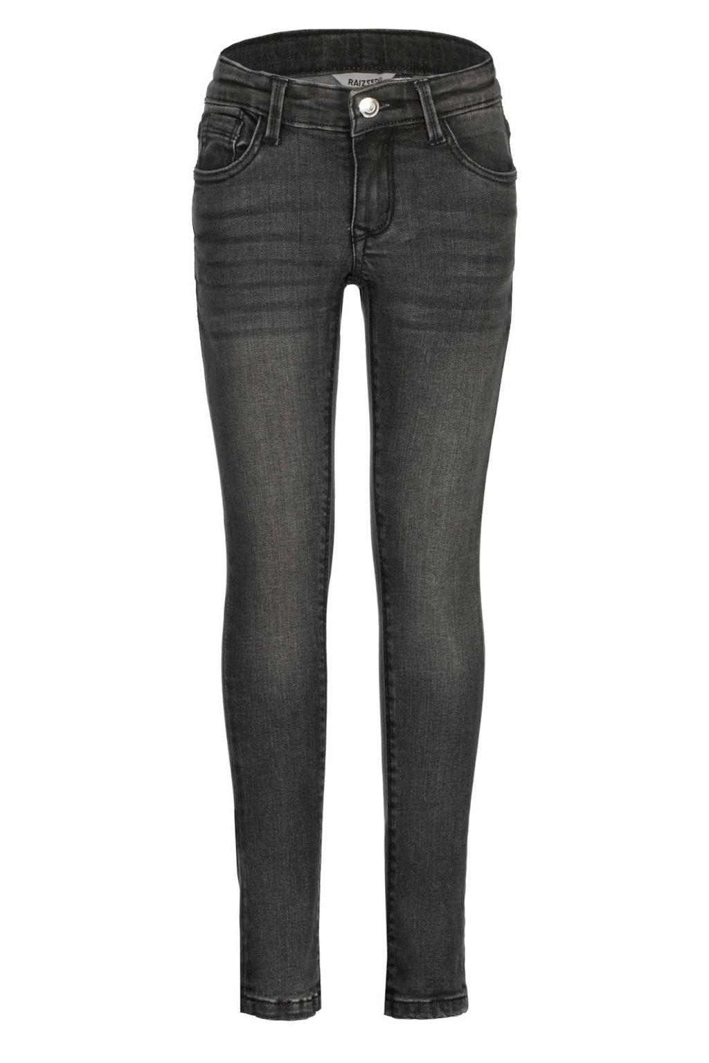 Grey denim meisjes Raizzed skinny jeans van stretchdenim met regular waist, rits- en knoopsluiting en effen