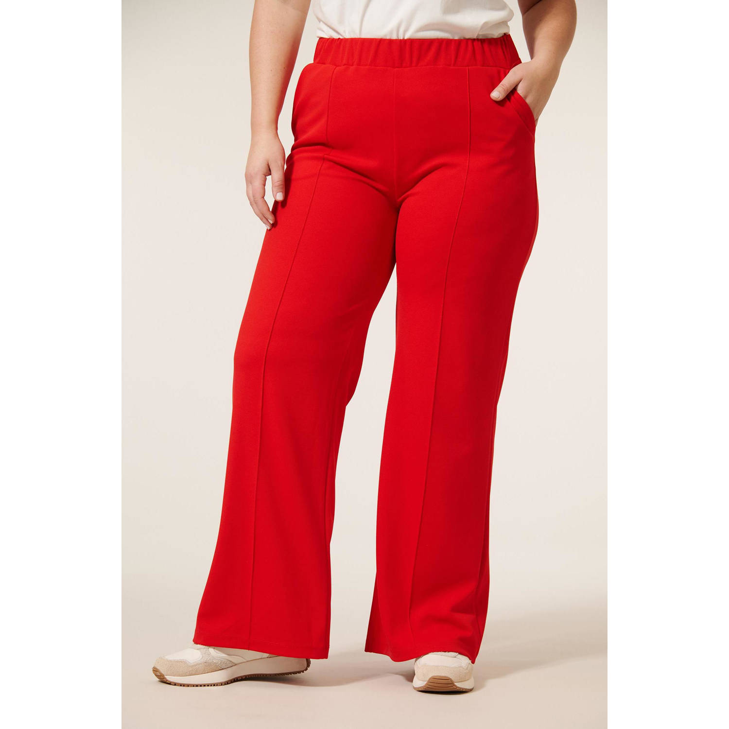 Miss Etam Plus wide leg high waist broek rood