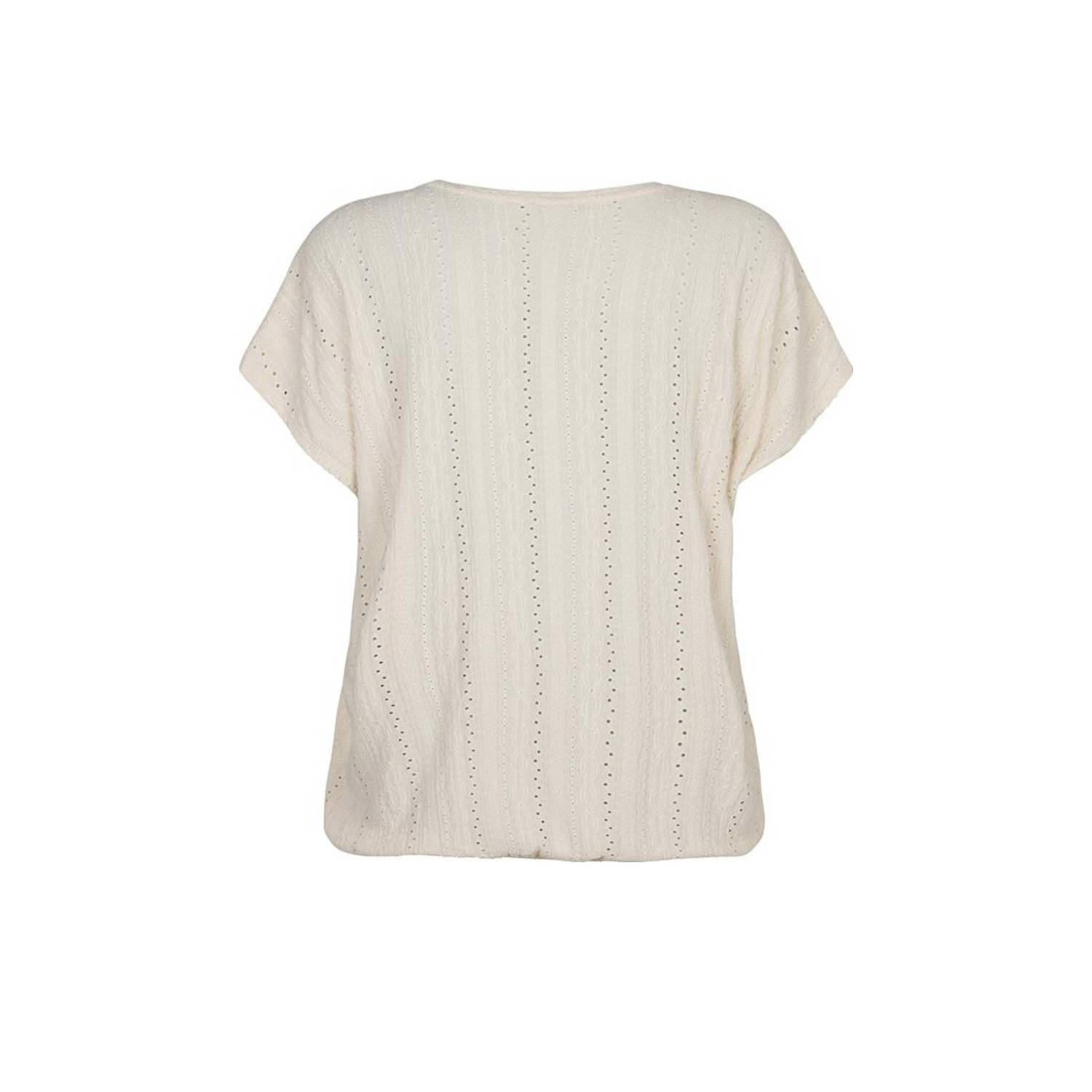 Miss Etam Plus top ecru broderie