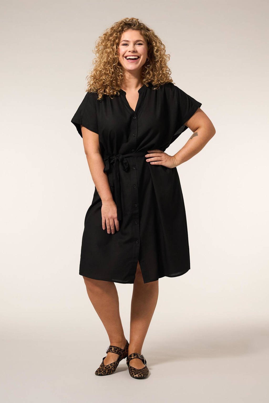 Miss Etam Plus jurk zwart kopen? Morgen in huis wehkamp