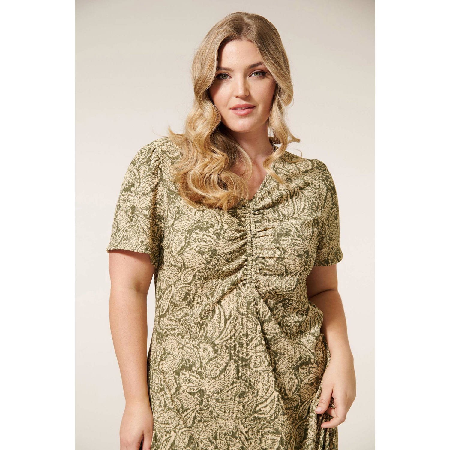 Miss Etam Plus A-lijn jurk olijfgroen