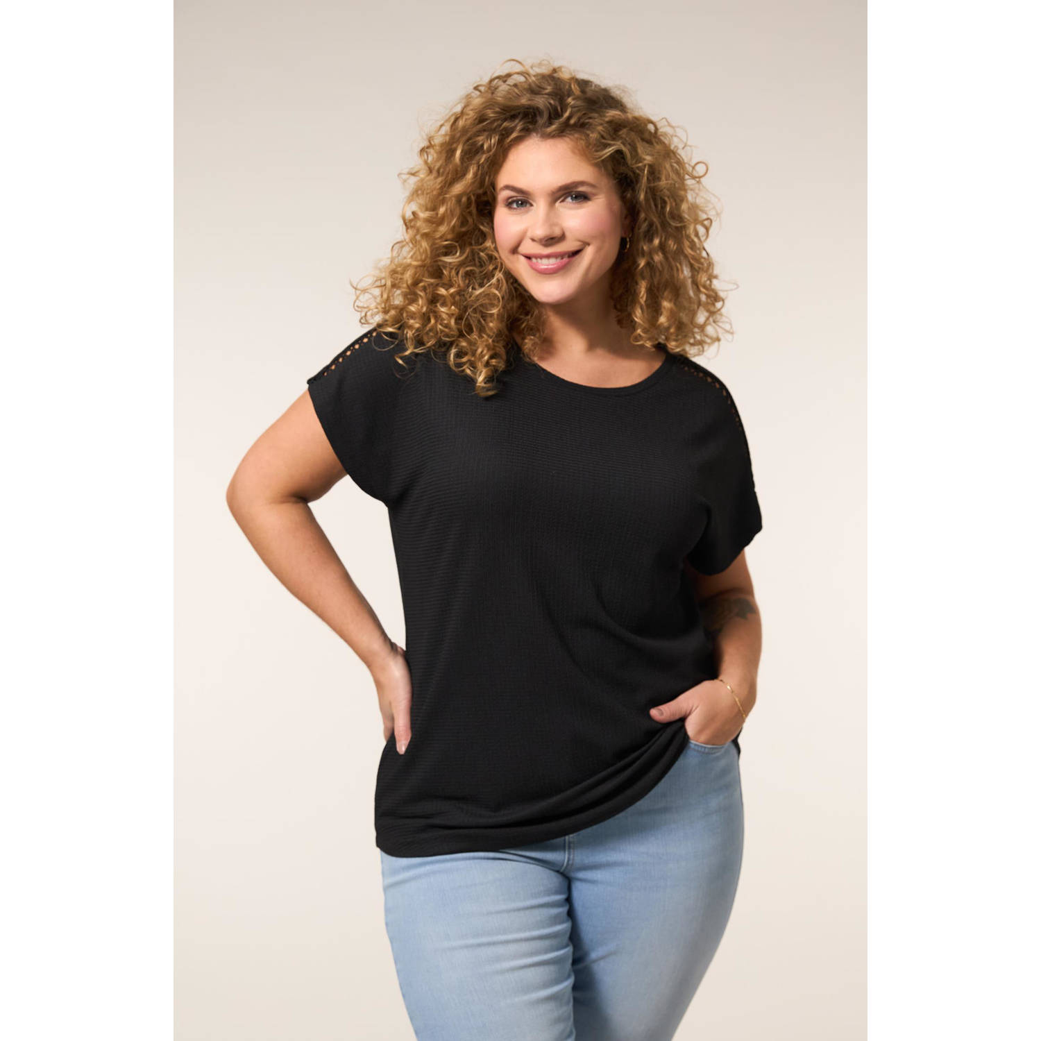 Miss Etam Plus top zwart