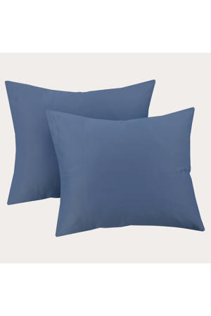 katoen satijnen kussensloop blauw