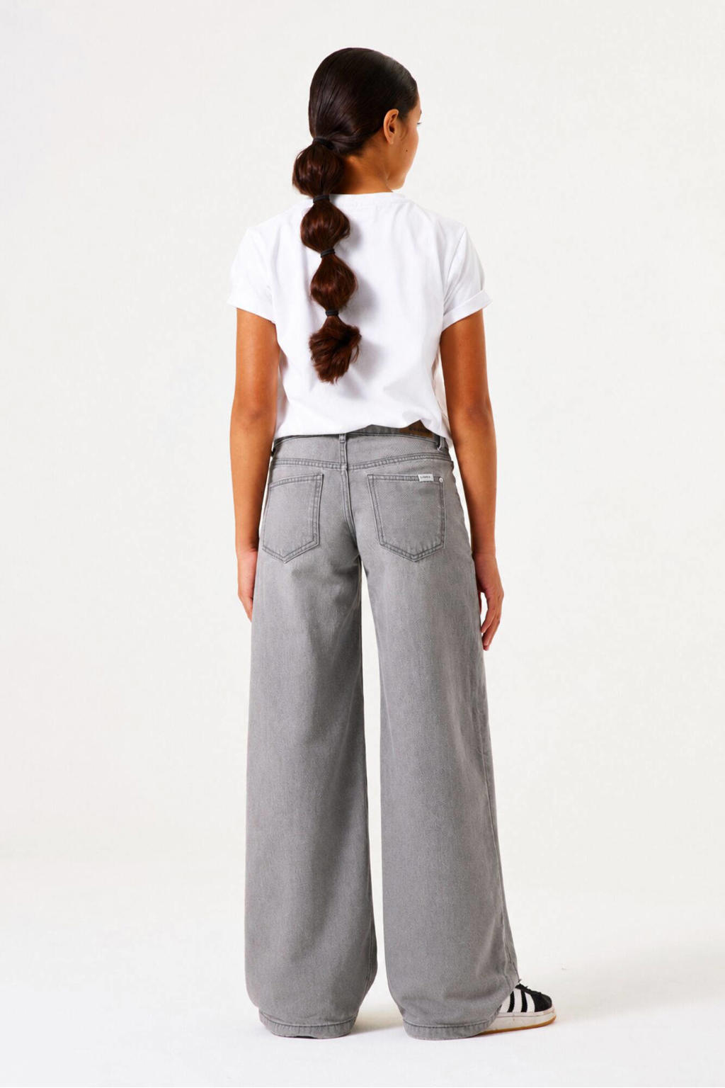 Grey denim meisjes Garcia low waist loose fit jeans van denim met effen