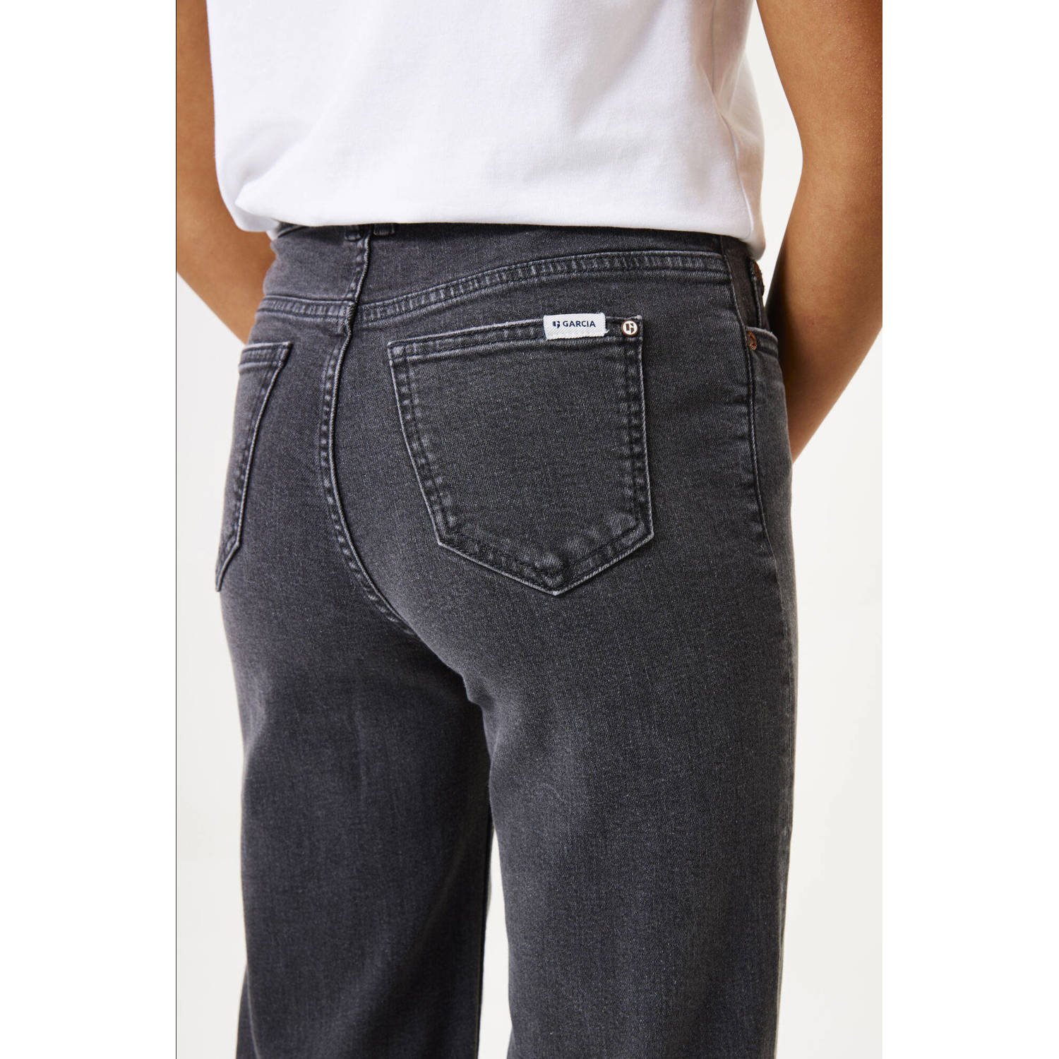 Garcia high waist straight leg jeans black denim
