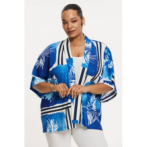 YOEK sweatvest blauw/wit afbeelding