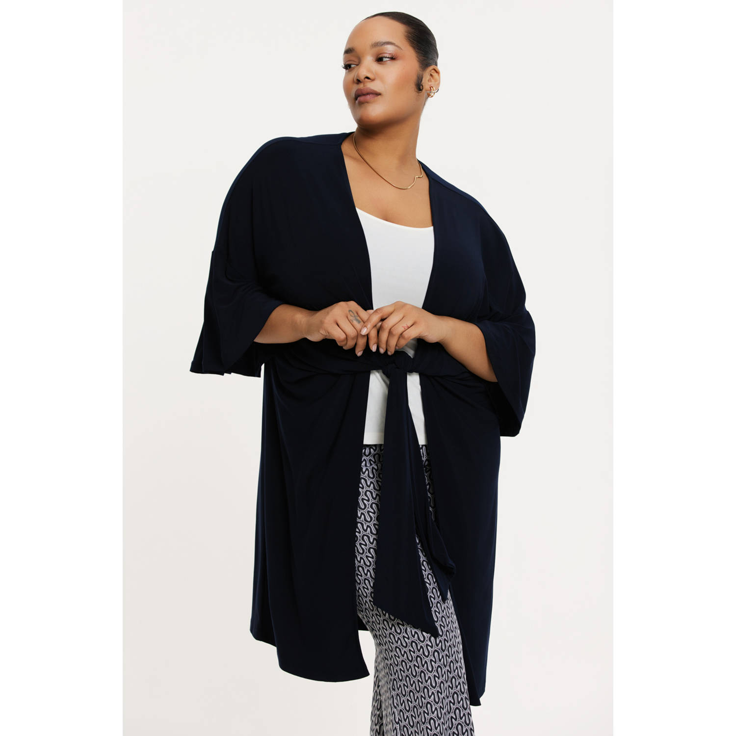 YOEK lang vest donkerblauw