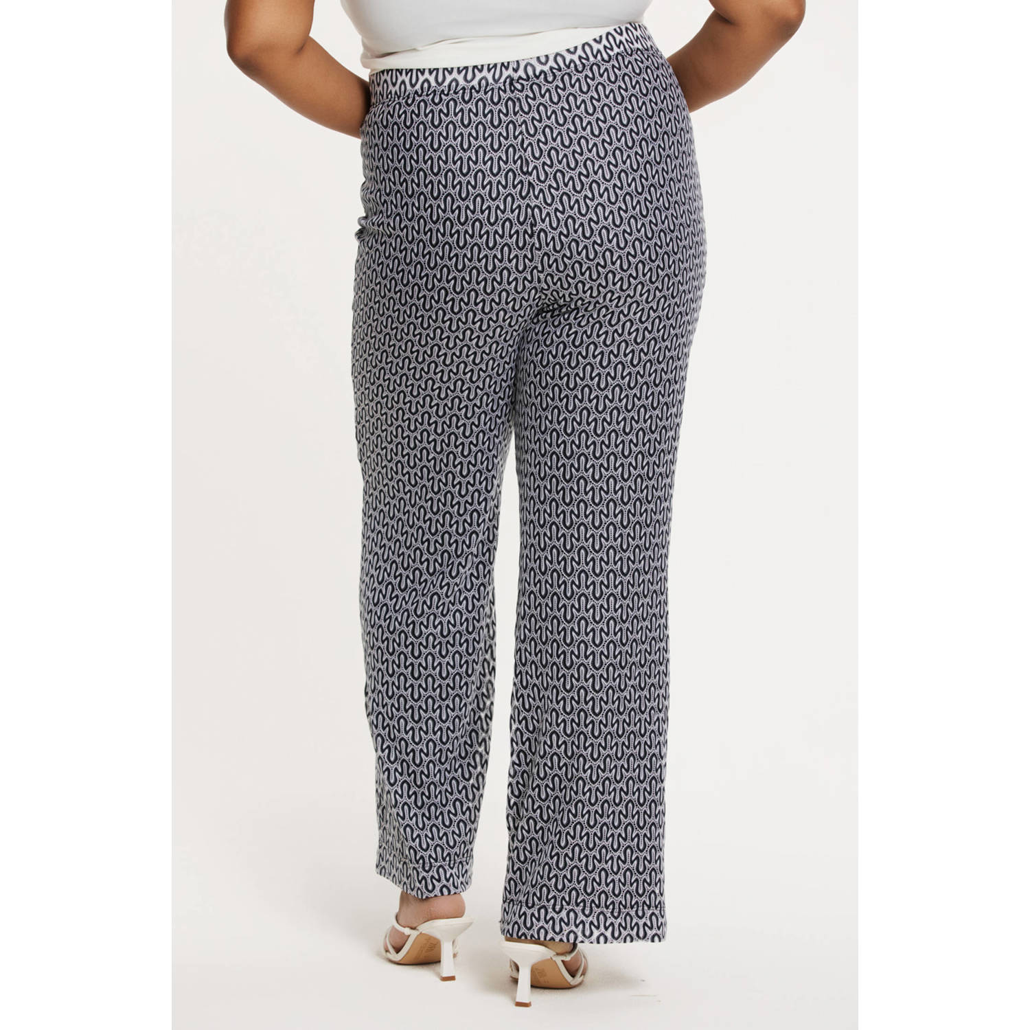 YOEK straight high waist casual broek donkerblauw