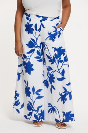 wide leg high waist casual broek wit
