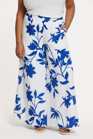 wide leg high waist casual broek wit
