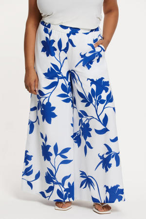 wide leg high waist casual broek wit