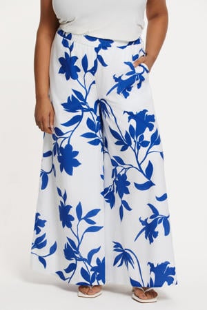 wide leg high waist casual broek wit